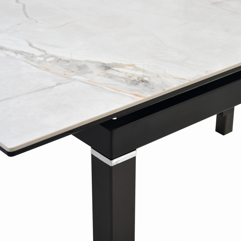 Giana Extendable Dining Table, Stone and Metal