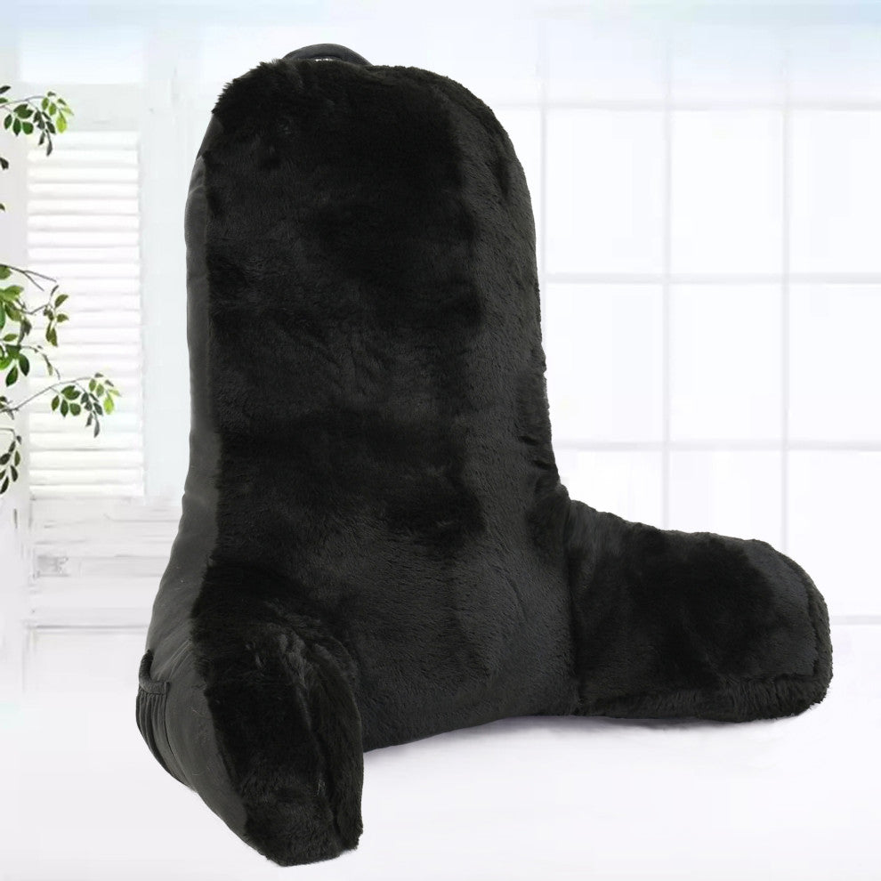 Faux Fur Bedrest Shell, Black, 28"x30" X17"