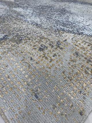 Hand-Knotted Wool Gray Silver Transitional Abstract Traditional Knot Rug, 7'10 X 10'