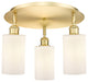Clymer-3 Light 16" Flush Mount-Satin Gold, Matte White Glass Shade