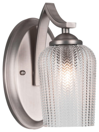 Zilo Wall Sconce Shown, Graphite Finish With 5" Clear Textured Glass