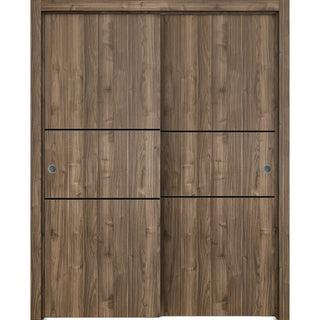 Bypass Doors 84 x 84 | Planum 0014 Walnut with  | Sturdy Rails