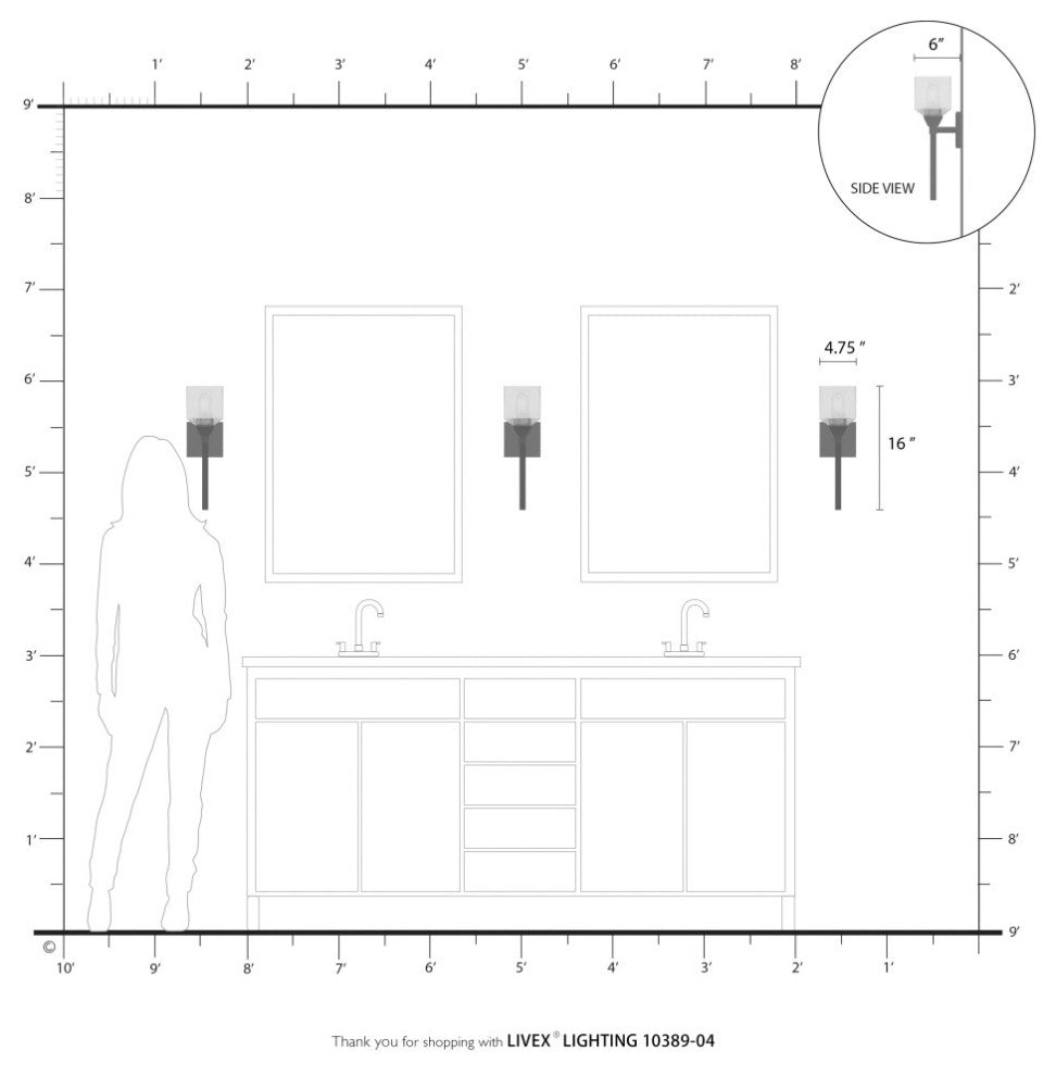 Aragon 1 Light Black Vanity Sconce