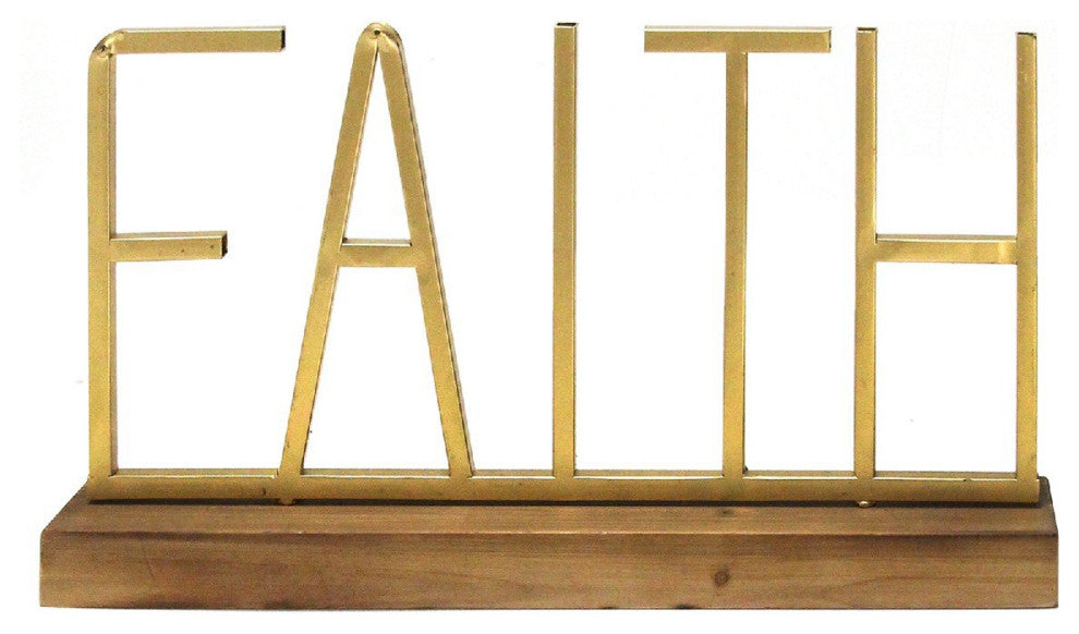 HomeRoots Faith Gold Metal and Wood Tabletop