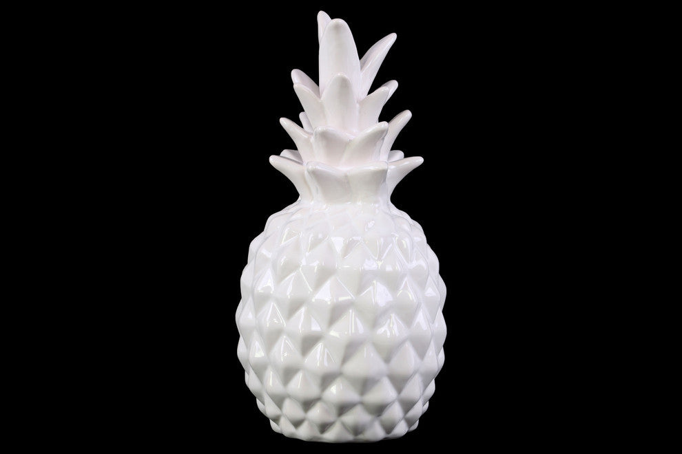Ceramic Pineapple Figurine, White