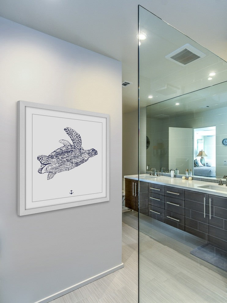 "Blue Turtle" Framed Painting Print
