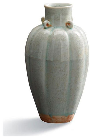 Celadon Fluted Four Ear Vase