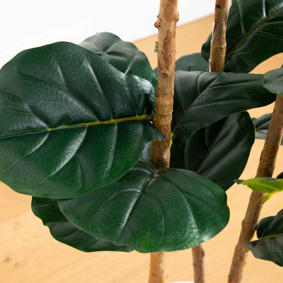 5ft. Artificial Fiddle Leaf Tree, Decorative White Planter