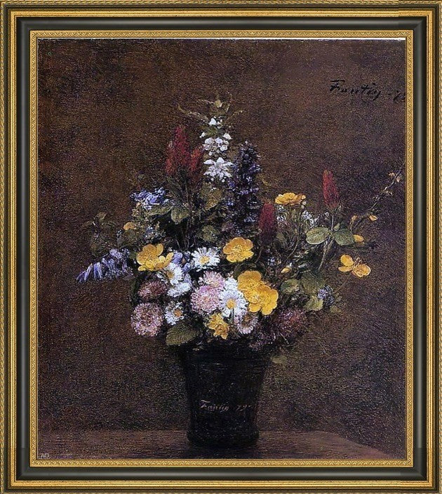 Henri FantinLatour Wildflowers Framed Premium Canvas Print, 16"x20"