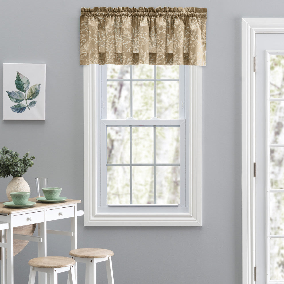 Lexington Leaf 58"x15" Tailored Valance, Tan