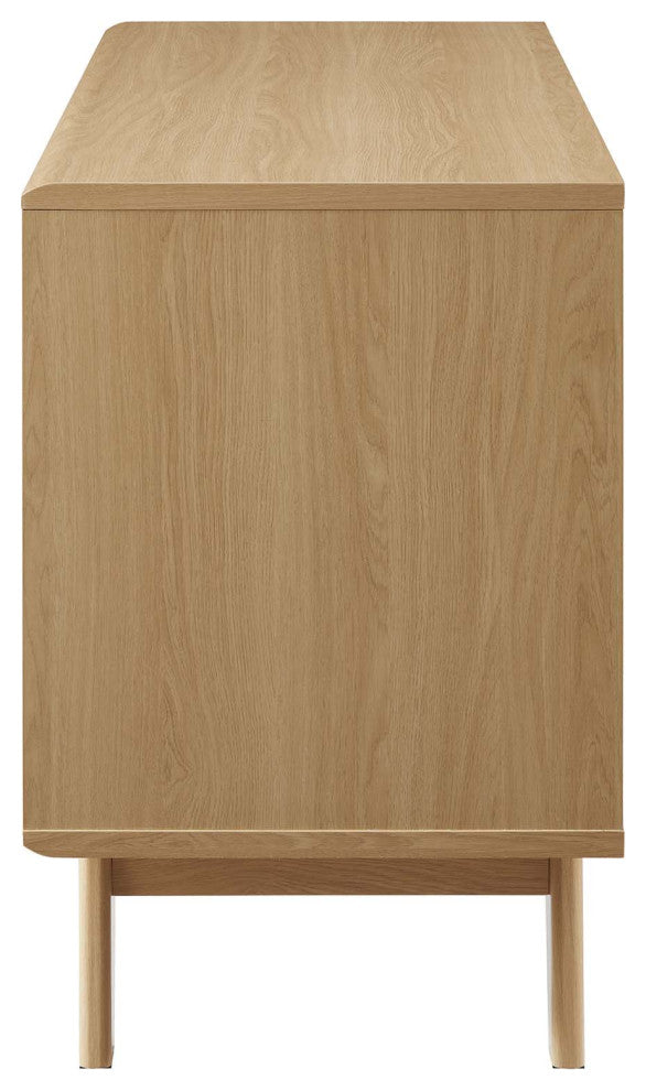 Vinyl Record Side Table Cabinet Stand, Brown Oak, Wood, Modern Lounge Cafe