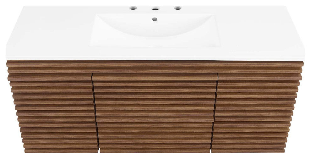 Render 48" Wall-Mount Bathroom Vanity, Walnut White