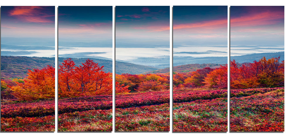 Autumn in the Carpathian Mountains, Landscape Canvas Print, 60"x28", 5 Panels