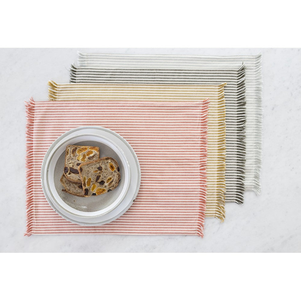 Set of Eight Dull Green Striped Placemats