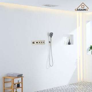 16 Inch Luxury Thermostatic Shower System, Brushed Nickel