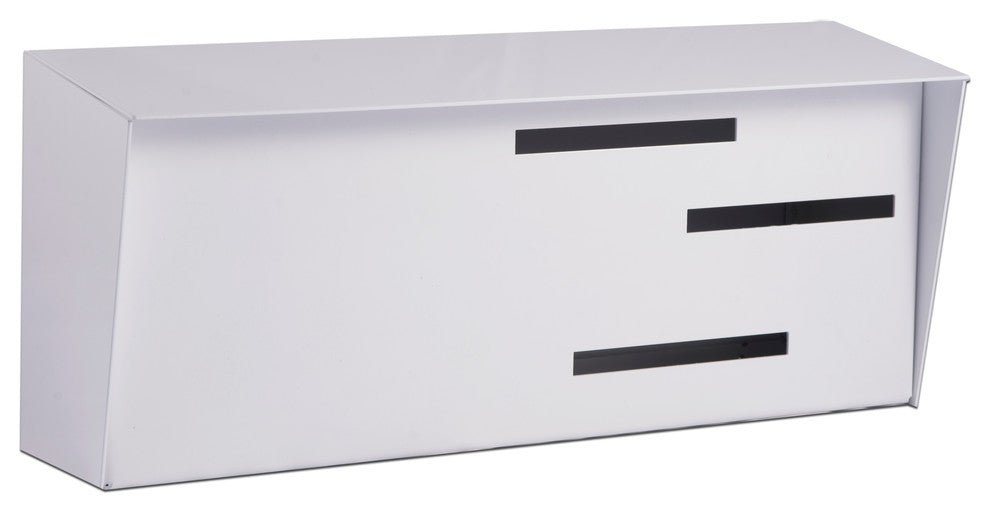 Locking Mid Century Modern Mailbox, Monochromatic, White