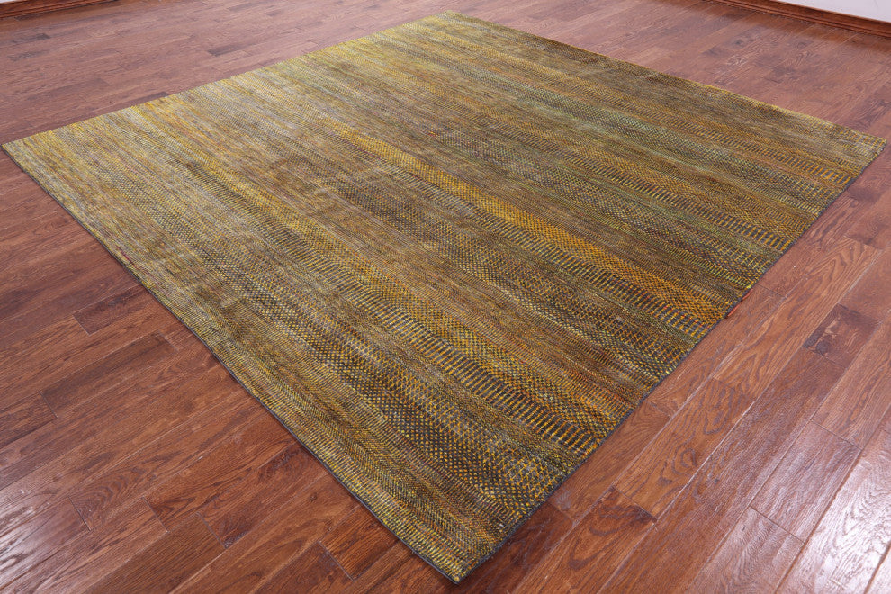 9' Square Super Savannah Gabbeh Hand-Knotted Wool & Silk Rug - Q13068