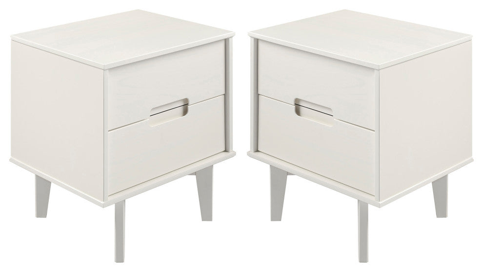 Sloane 2-Piece 2 Drawer Groove Handle Wood Nightstand Set - White