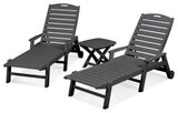 Polywood Nautical 3-Piece Chaise Set, Slate Gray