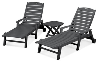 Polywood Nautical 3-Piece Chaise Set, Slate Gray