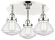 Olean-3 Light 18" Flush Mount-Polished Nickel, Seedy Glass Shade