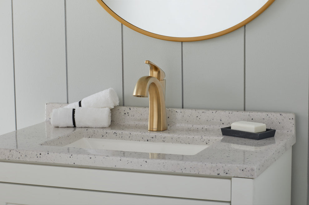 Vaughn Single Handle Lavatory Faucet w/ Metal Pop-Up Drain Chrome, Brushed Bronze