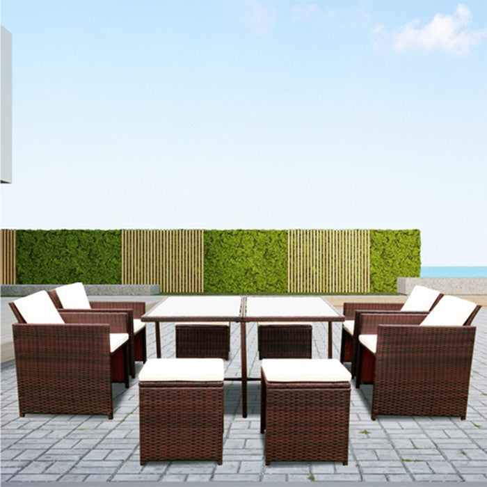9 Piece Outdoor Dining Sets Patio Rattan Chairs And Table Furniture