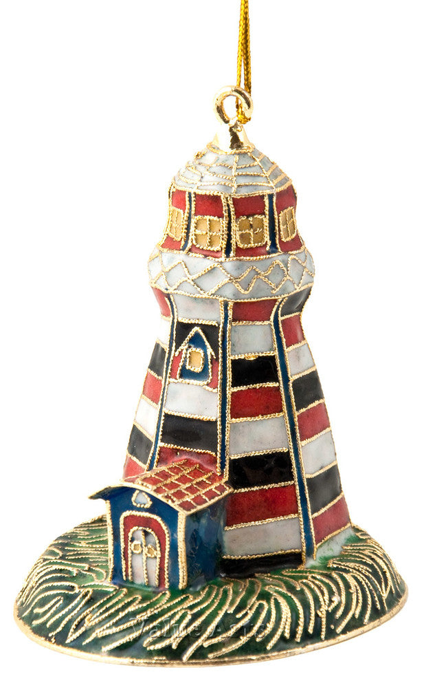 2-Piece Cloisonne Lighthouse Ornament Set