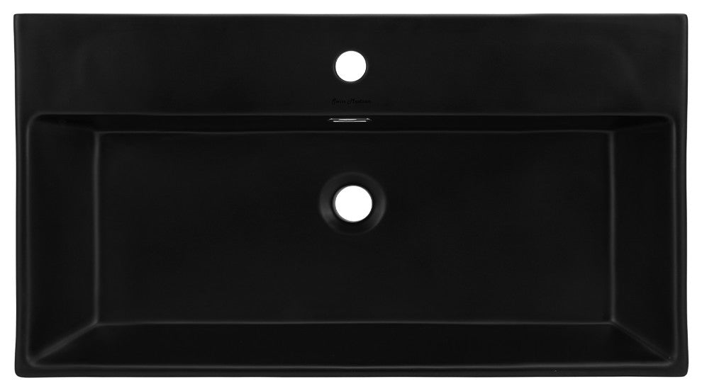 Claire 30" Ceramic Console Sink Matte Black Basin Gold Legs, Brushed Gold