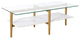 47" White And Gold Glass And Steel Coffee Table With Shelf