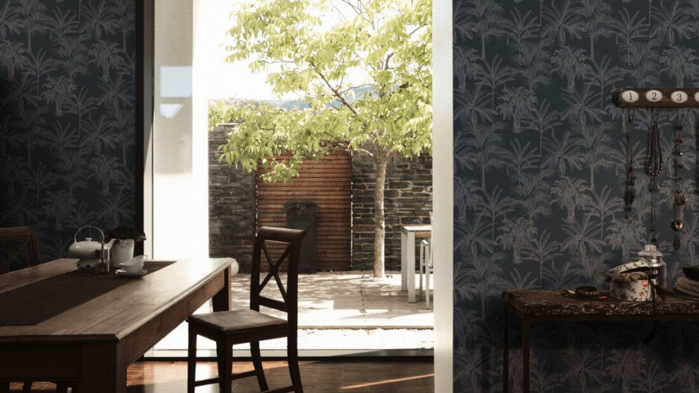 Textured Wallpaper Floral Featuring Palms Leaves, 379832