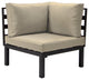 LeisureMod Hamilton 7-Piece Patio Sectional Set With Fire Pit Table, Beige