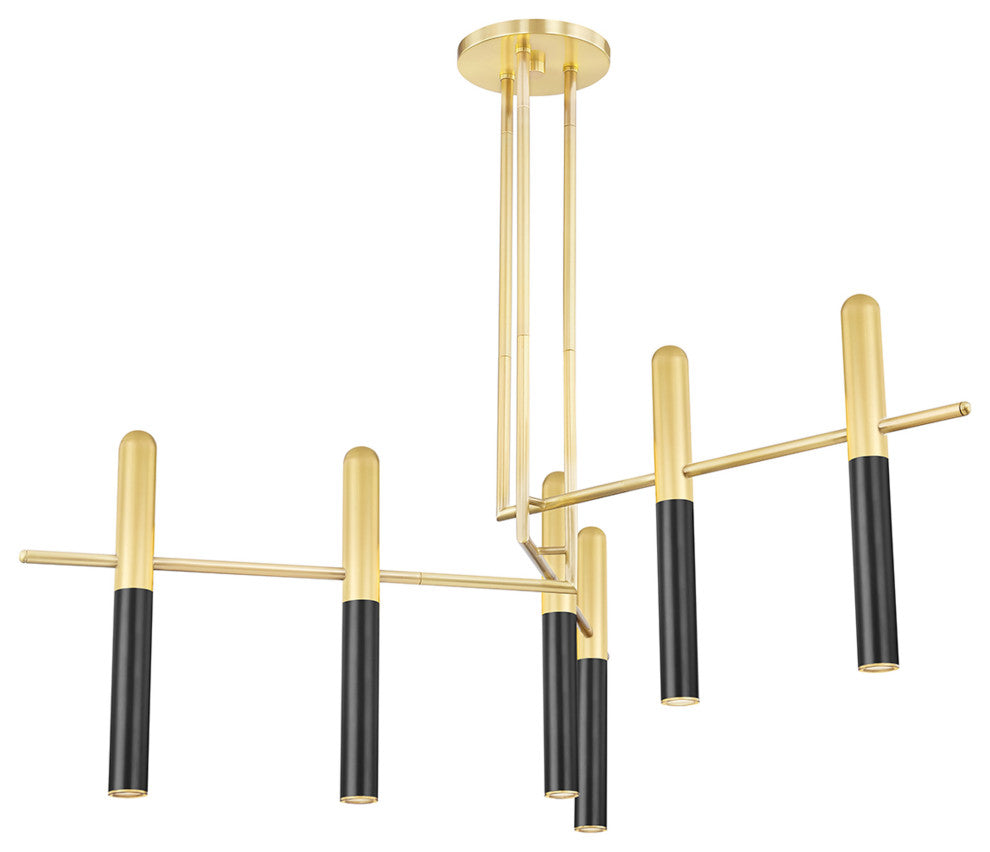 Thurston 6-Light LED Chandelier, Aged Old Bronze Frame, Clear Diffuser