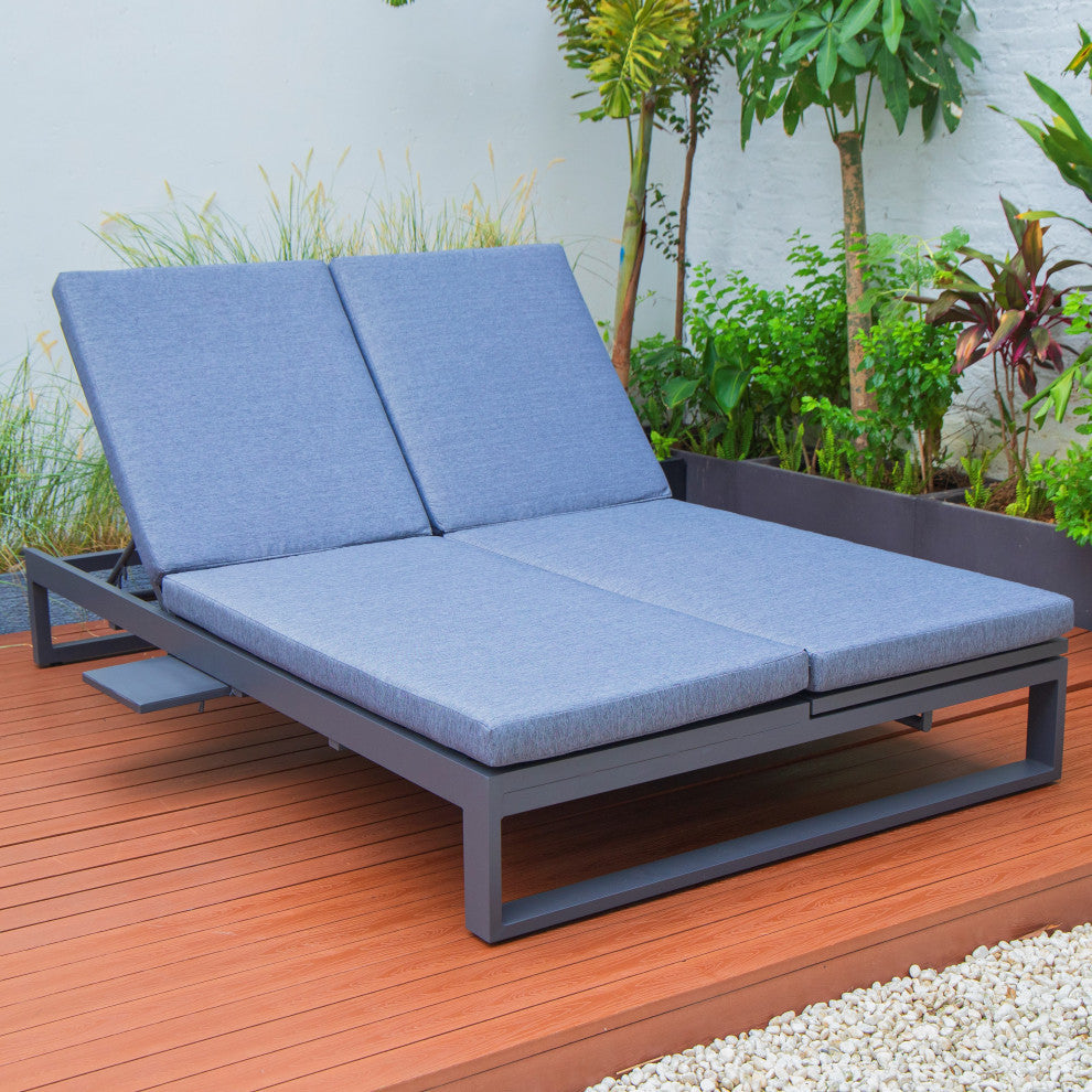 LeisureMod CLBL-82BU Chelsea Convertible Lounge Reclining Double Chaise Cushions