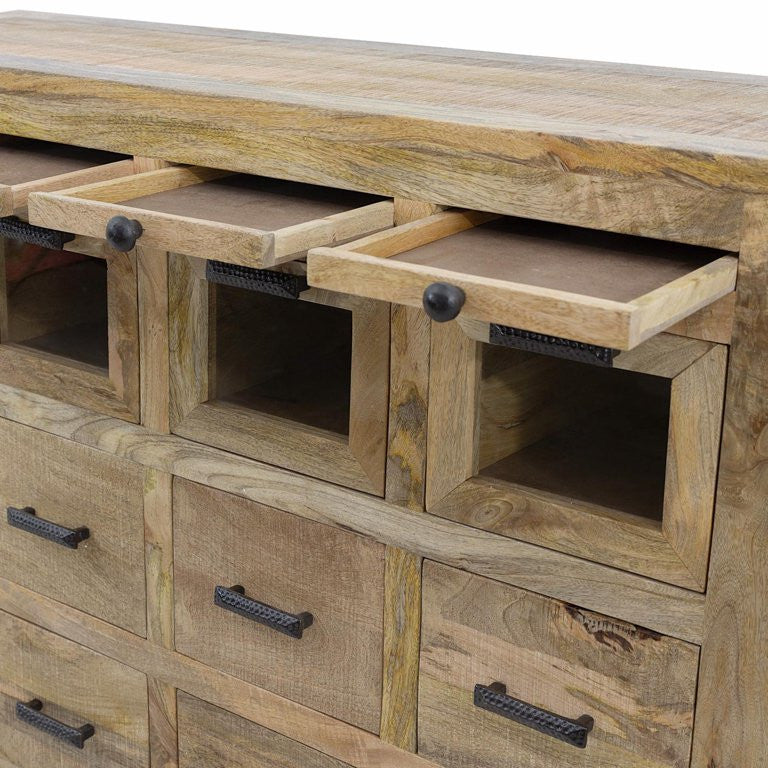 Unique Sideboard, Wood Frame With 12 Cabinets for Ample Storage, Dark Brown