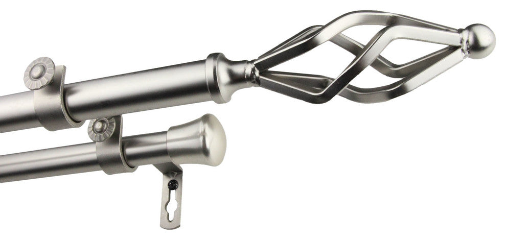 Vinci 13/16 inch Double Corner Window Curtain Rod, Satin Nickel, 48-84"