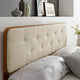 Tufted Headboard, Queen Size, Wood, Fabric, Brown Walnut Beige, Modern