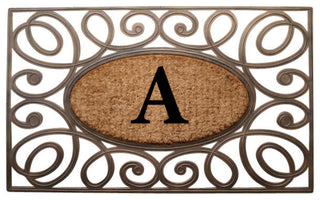 A1HC Rubber & Coir Elegant Circles Princess Doormat, Monogrammed, A