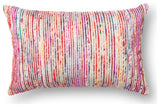 Recycled Sari Silk With Texture Throw Pillow, Red / Multi, 13"x21", No Fill