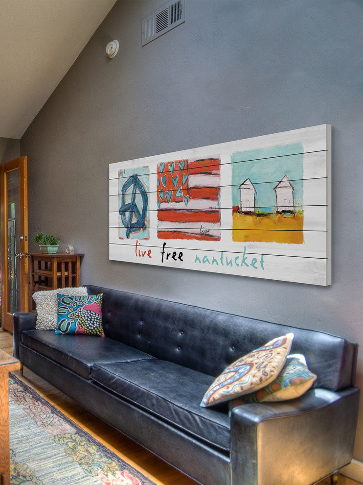 "Live Free Nantucket" Print on White Pine Wood by Tori Campisi