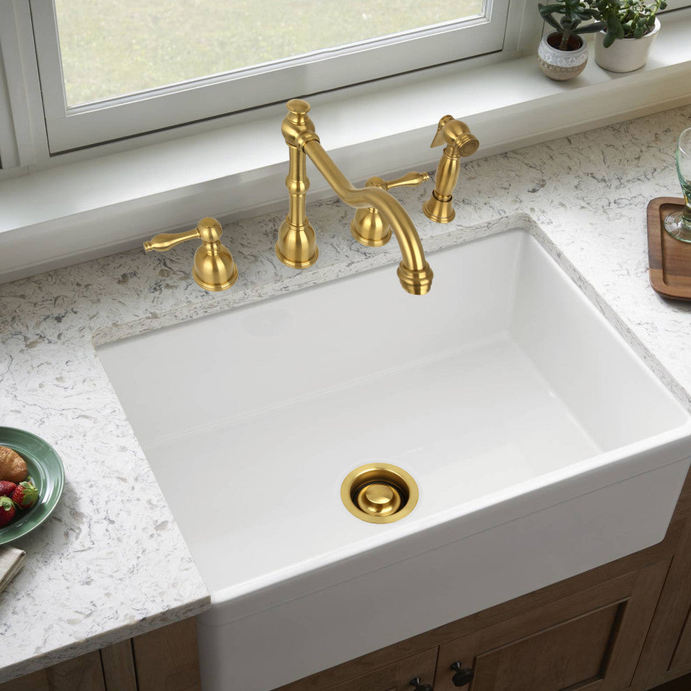 Copper Kitchen Sink Garbage Disposal Flange Stopper, Brushed Gold