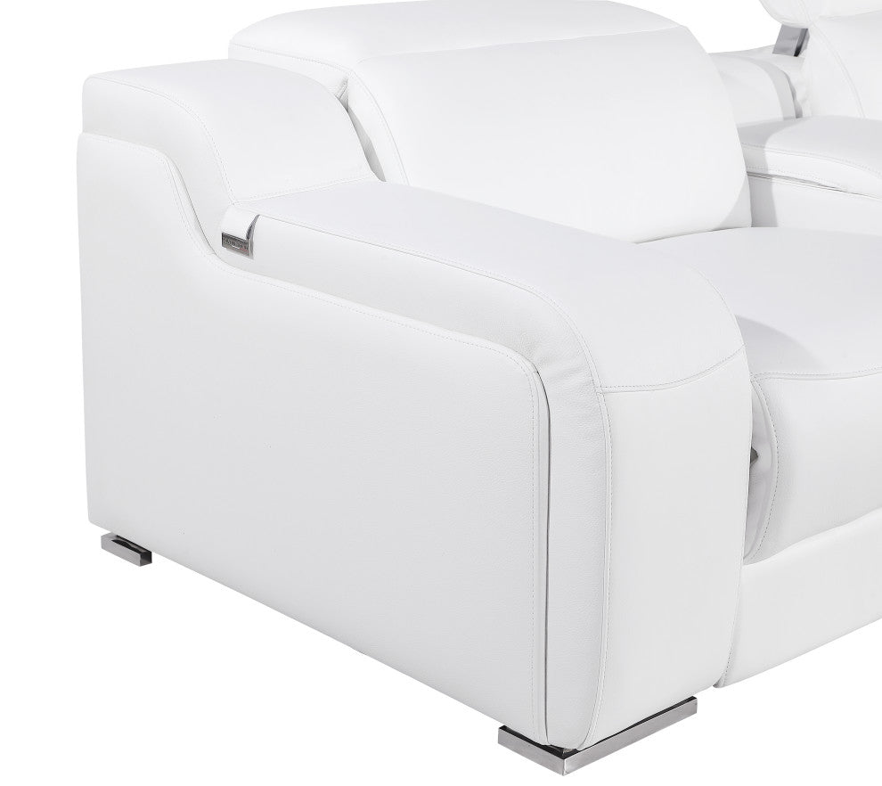 Marco-7-Piece, 3-Power Reclining Italian Leather Sectional, White