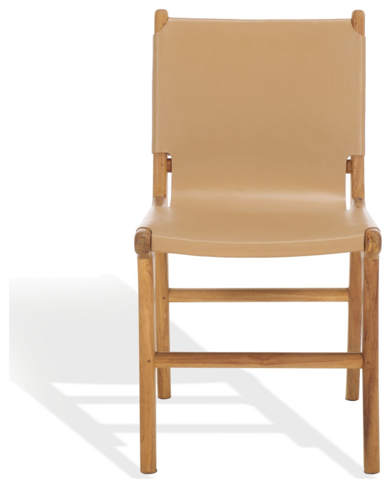 Safavieh Couture Cassaphina Leather Dining Chair, Tan/Natural
