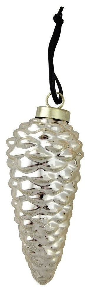 Ceramic Pine Cone Ornaments With Metallic Finish 5", 4-Piece Set