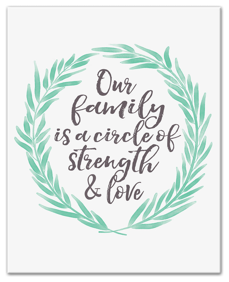 Our Family Quote Green Wreath Wall Art, 8x10