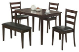 5 Piece Dining Set with Bench, Cappuccino and Dark Brown