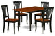 Kitchen Set 5 Pc- 4 Chairs, Table, Black Solid Wood Frame