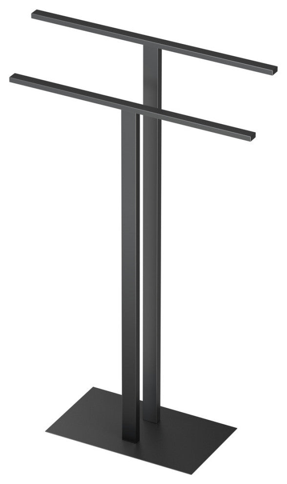 Modern Floor 2 Level Towel Holder, Matte Black