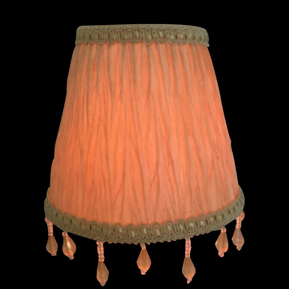 5" Ruche Pleated Empire, Beige, Clip-On Chandelier Shade, 3"x5"x4.5, Single