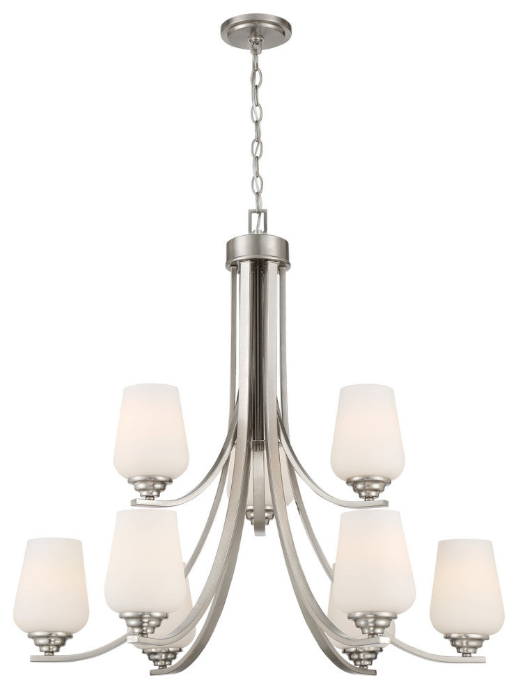 Minka-Lavery 4929-84, 9-Light Chandelier, Shyloh, Brushed Nickel